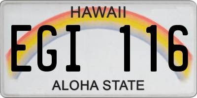 HI license plate EGI116