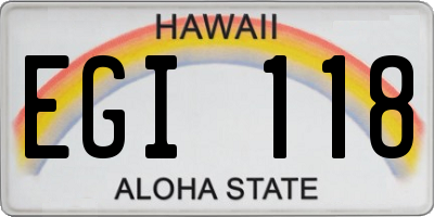 HI license plate EGI118