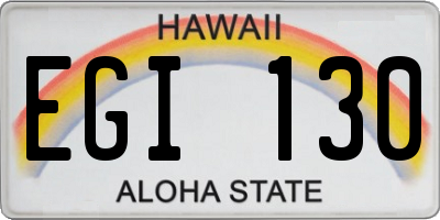 HI license plate EGI130