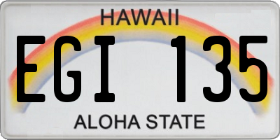 HI license plate EGI135