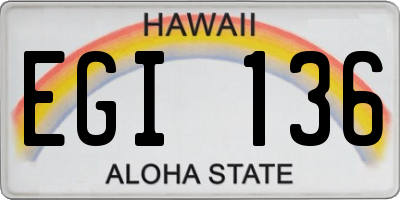 HI license plate EGI136