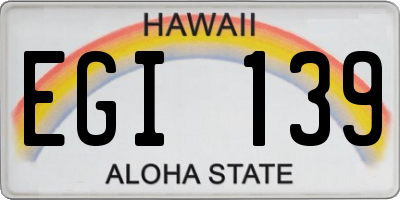 HI license plate EGI139