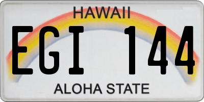 HI license plate EGI144
