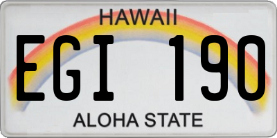 HI license plate EGI190
