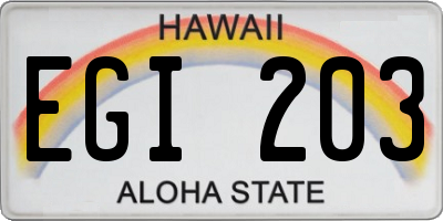 HI license plate EGI203