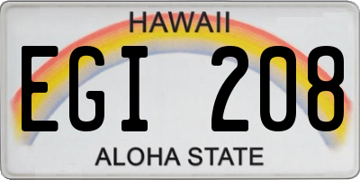 HI license plate EGI208