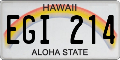 HI license plate EGI214