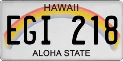 HI license plate EGI218