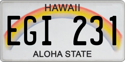 HI license plate EGI231