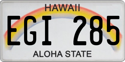 HI license plate EGI285