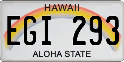 HI license plate EGI293