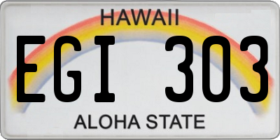 HI license plate EGI303