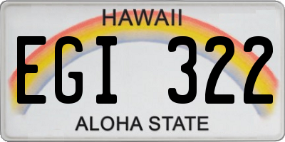 HI license plate EGI322