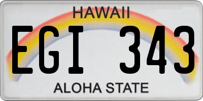 HI license plate EGI343