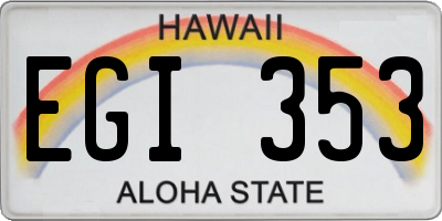 HI license plate EGI353