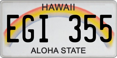 HI license plate EGI355