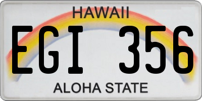 HI license plate EGI356