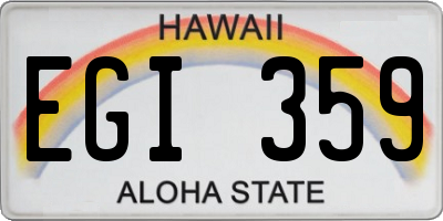HI license plate EGI359