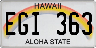 HI license plate EGI363