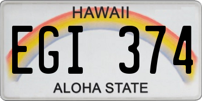 HI license plate EGI374