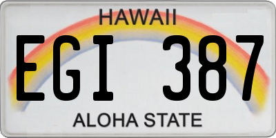 HI license plate EGI387