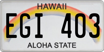 HI license plate EGI403