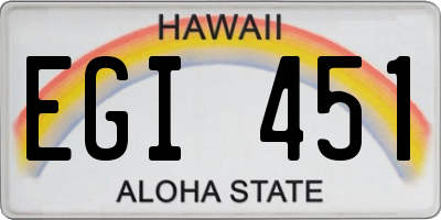 HI license plate EGI451