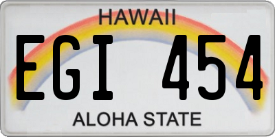 HI license plate EGI454
