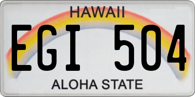 HI license plate EGI504