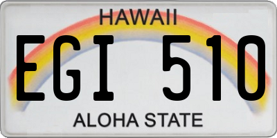HI license plate EGI510