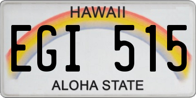HI license plate EGI515