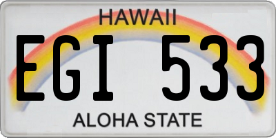 HI license plate EGI533