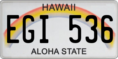 HI license plate EGI536