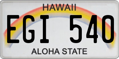 HI license plate EGI540