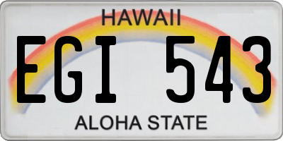 HI license plate EGI543
