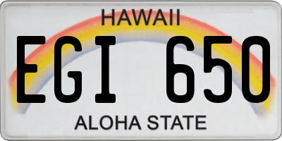 HI license plate EGI650