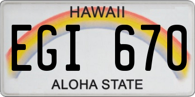 HI license plate EGI670