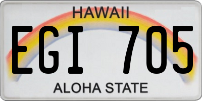 HI license plate EGI705