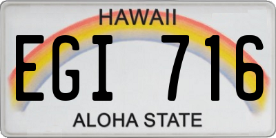 HI license plate EGI716