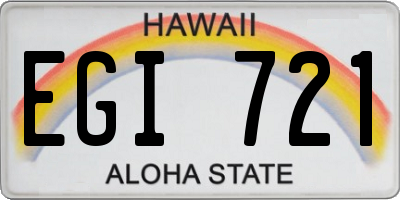 HI license plate EGI721