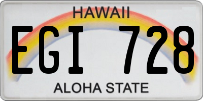 HI license plate EGI728