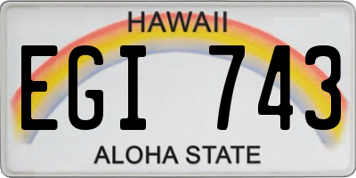 HI license plate EGI743