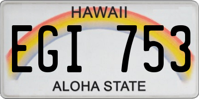 HI license plate EGI753