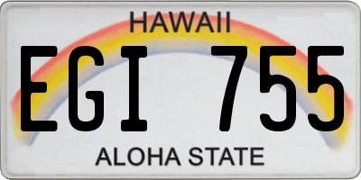 HI license plate EGI755