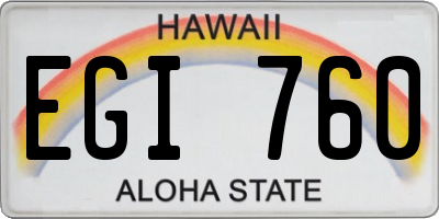 HI license plate EGI760