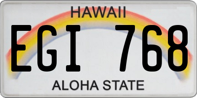 HI license plate EGI768
