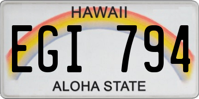 HI license plate EGI794