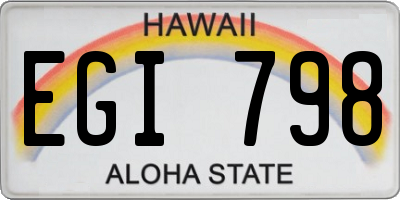 HI license plate EGI798