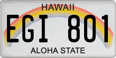 HI license plate EGI801