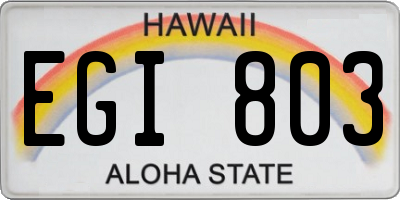 HI license plate EGI803